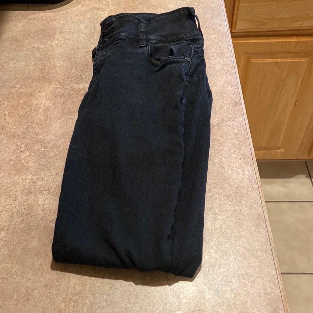 Plain straight black high rise jeans